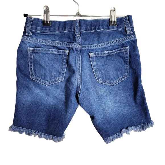 Place Girls Size 10 Dark Wash Fringe Hem Slim Midi Shorts 1093 - Picture 2 of 4